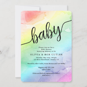Rainbow Baby shower Script Baby Kaart