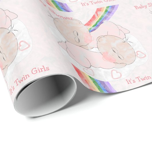 Rainbow Baby shower Twin Girls Cadeaupapier (Rol Hoek)