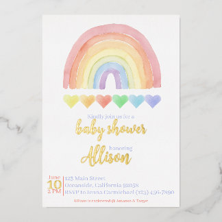 Rainbow Baby shower-uitnodiging Folie Uitnodiging