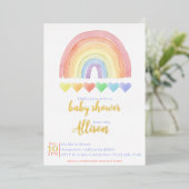 Rainbow Baby shower-uitnodiging Folie Uitnodiging (Staand Voorkant)