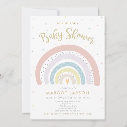 Rainbow Baby shower Uitnodiging Genderneutraal (Voorkant)