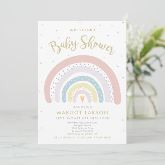 Rainbow Baby shower Uitnodiging Genderneutraal (Staand voorkant)