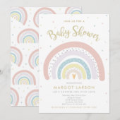 Rainbow Baby shower Uitnodiging Genderneutraal (Voorkant / Achterkant)
