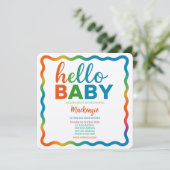 Rainbow baby shower uitnodiging gepersonaliseerde (Staand voorkant)