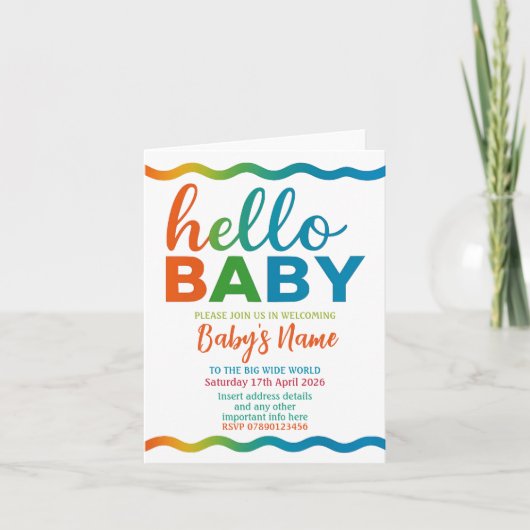 Rainbow baby shower uitnodiging gepersonaliseerde  (Voorkant)