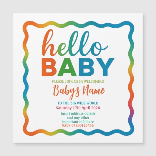 Rainbow baby shower uitnodiging gepersonaliseerde (Voorkant)