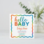 Rainbow baby shower uitnodiging gepersonaliseerde  (Staand voorkant)