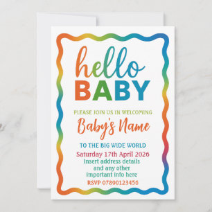 Rainbow baby shower uitnodiging gepersonaliseerde 