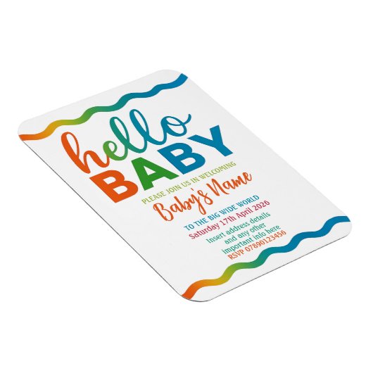 Rainbow baby shower uitnodiging gepersonaliseerde  magneet (Rechterzijde)