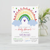 Rainbow-Baby shower-uitnodiging in primaire kleure Kaart (Staand voorkant)