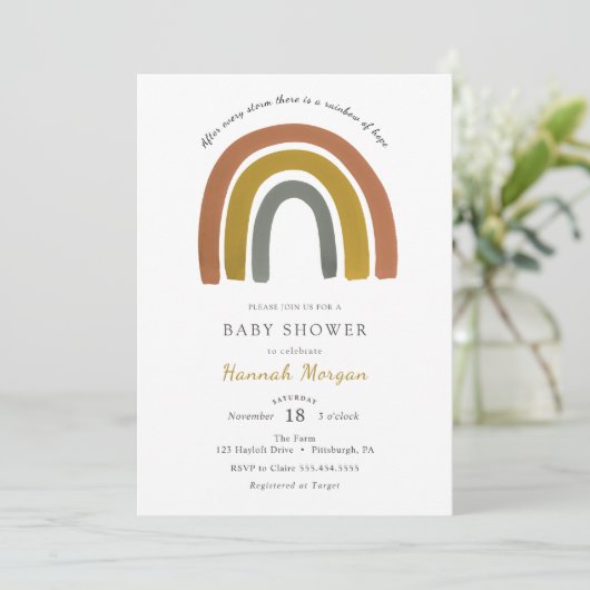 Rainbow Baby shower-uitnodiging Kaart (Staand voorkant)