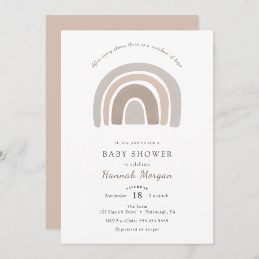 Rainbow Baby shower-uitnodiging Kaart (Voorkant / Achterkant)