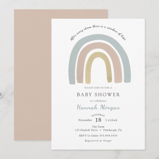Rainbow Baby shower-uitnodiging Kaart (Voorkant / Achterkant)