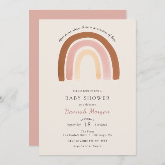 Rainbow Baby shower-uitnodiging Kaart (Voorkant / Achterkant)