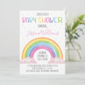 Rainbow Baby shower Uitnodiging, Meisje Baby showe Kaart (Staand voorkant)
