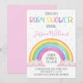 Rainbow Baby shower Uitnodiging, Meisje Baby showe Kaart (Voorkant / Achterkant)