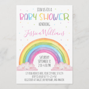 Rainbow Baby shower Uitnodiging, Meisje Baby showe Kaart