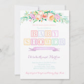 Rainbow-baby shower-uitnodigingskaarten, pastelkle kaart (Voorkant)