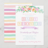 Rainbow-baby shower-uitnodigingskaarten, pastelkle kaart (Voorkant / Achterkant)