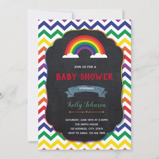 Rainbow baby shower-uitnodigkaart kaart (Voorkant)