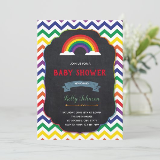 Rainbow baby shower-uitnodigkaart kaart (Staand voorkant)