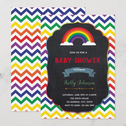 Rainbow baby shower-uitnodigkaart kaart (Voorkant / Achterkant)
