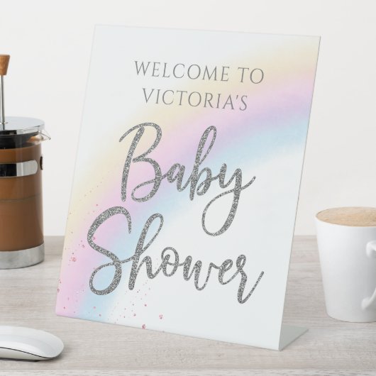 Rainbow Baby shower Welkomstbord Tafel Reclamebord Met Voetstuk (Insitu)