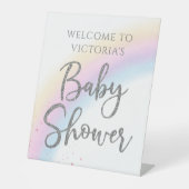 Rainbow Baby shower Welkomstbord Tafel Reclamebord Met Voetstuk (Voorkant)