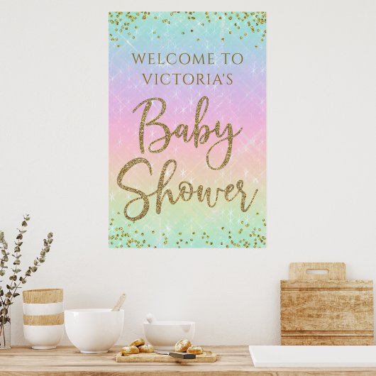 Rainbow Baby shower Welkomstteken Poster (Keuken)