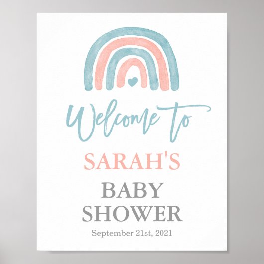 Rainbow-Baby shower: welkomstteken Poster (Voorkant)