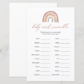 Rainbow Baby shower Word Scramble Game (Voorkant / Achterkant)