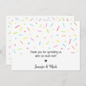 Rainbow Baby Sprinkle Confetti Neutraal Bedankkaart (Voorkant / Achterkant)