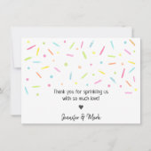 Rainbow Baby Sprinkle Confetti Neutraal Bedankkaart (Voorkant)