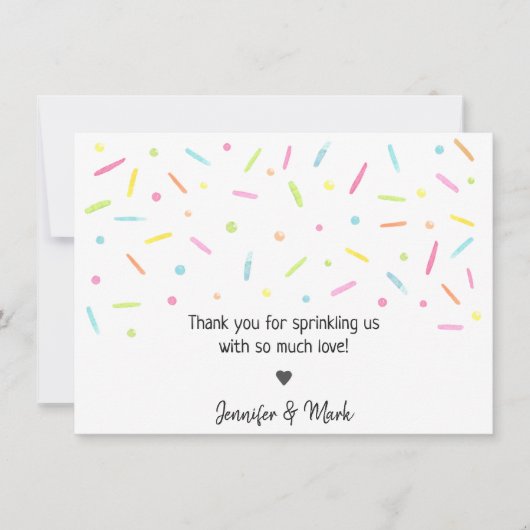 Rainbow Baby Sprinkle Confetti Neutraal Bedankkaart (Voorkant)