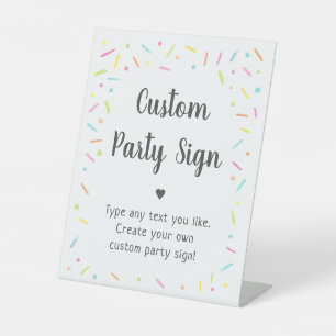 Rainbow Baby Sprinkle Editable Party Reclamebord Met Voetstuk