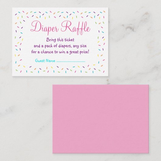Rainbow Baby Sprinkle Luier Raffle Tickets Informatiekaartje (Voorkant / Achterkant)