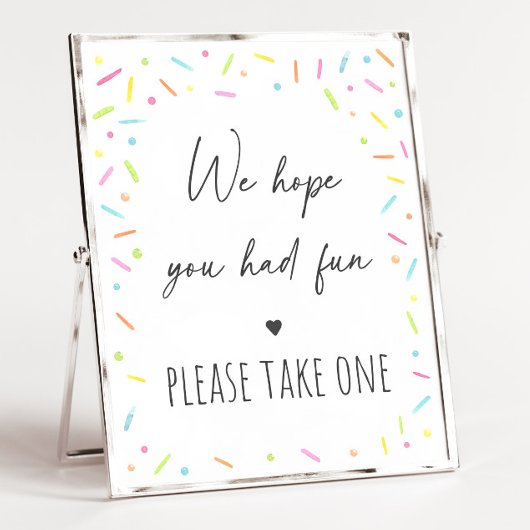 Rainbow Baby Sprinkle Party Favor Sign Poster