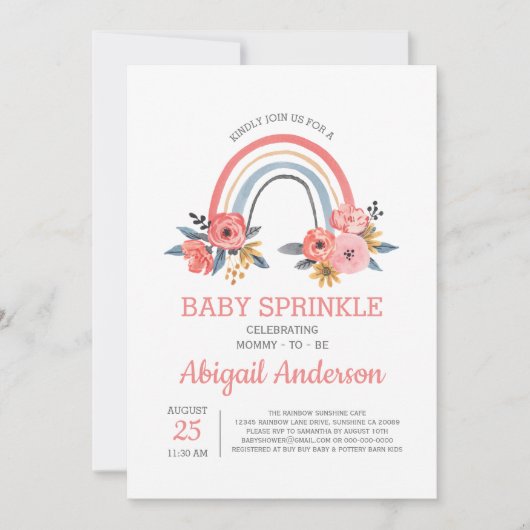 Rainbow Baby Sprinkle Stylish Modern Floral Kaart (Voorkant)