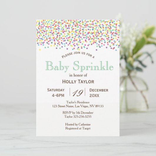 Rainbow Baby Sprinkle Uitnodiging (Staand voorkant)