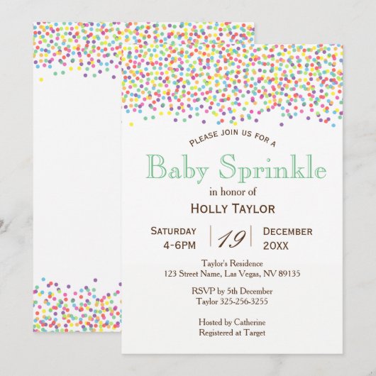 Rainbow Baby Sprinkle Uitnodiging (Voorkant / Achterkant)