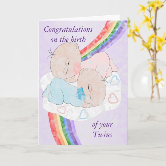 Rainbow Baby Twins Aangepast Kaart (Gele Bloem)