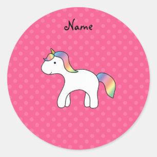 Rainbow baby unicorn pink polka stippen ronde sticker