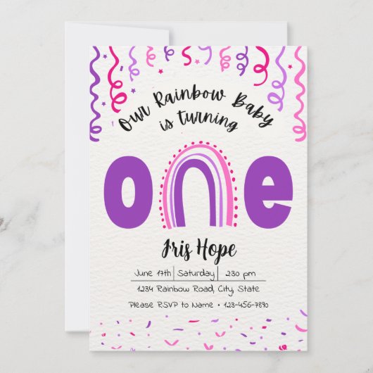 Rainbow Baby verjaardagsuitnodiging Kaart (Voorkant)