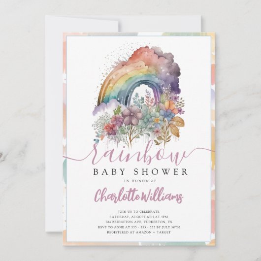 Rainbow Baby Waterverf Floral Baby shower Kaart (Voorkant)