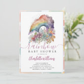 Rainbow Baby Waterverf Floral Baby shower Kaart (Staand voorkant)