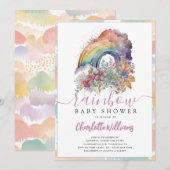Rainbow Baby Waterverf Floral Baby shower Kaart (Voorkant / Achterkant)