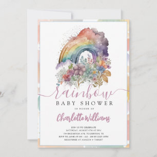 Rainbow Baby Waterverf Floral Baby shower Kaart
