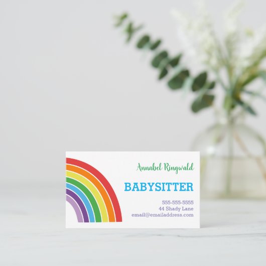 Rainbow Babysitter Childcare Provider  Visitekaartje (Staand voorkant)