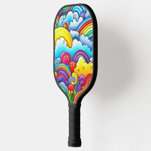 Rainbow backgrounds pickleball paddle (Links)