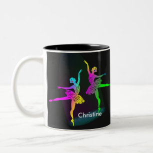 Rainbow Ballerinas Dancing Personalized Tweekleurige Koffiemok